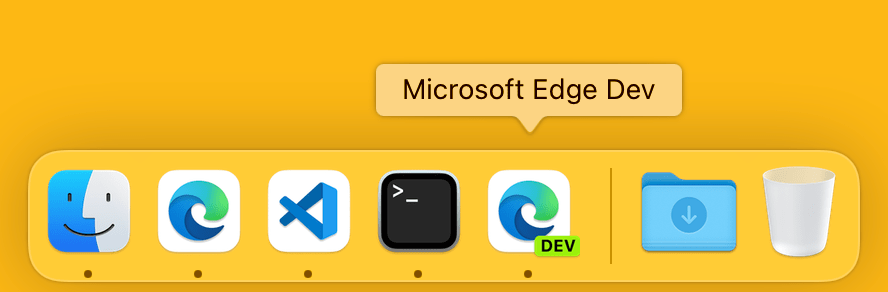 Microsoft Edge and Edge dev in Mike's MacOS's Dock